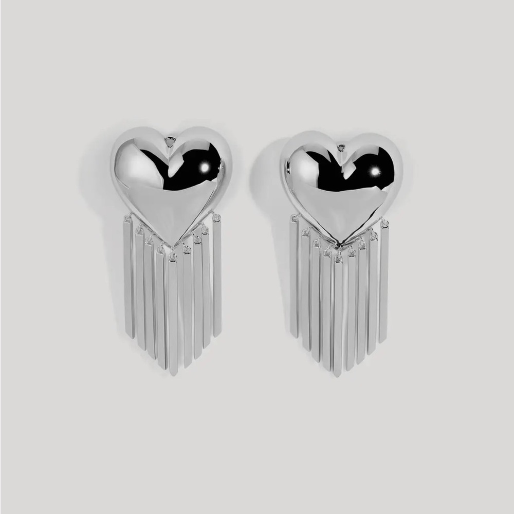 Bubble Heart Fringe Earrings